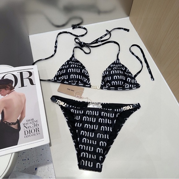 Miu Miu Other - Miu Miu Monochrome Logo Bikini